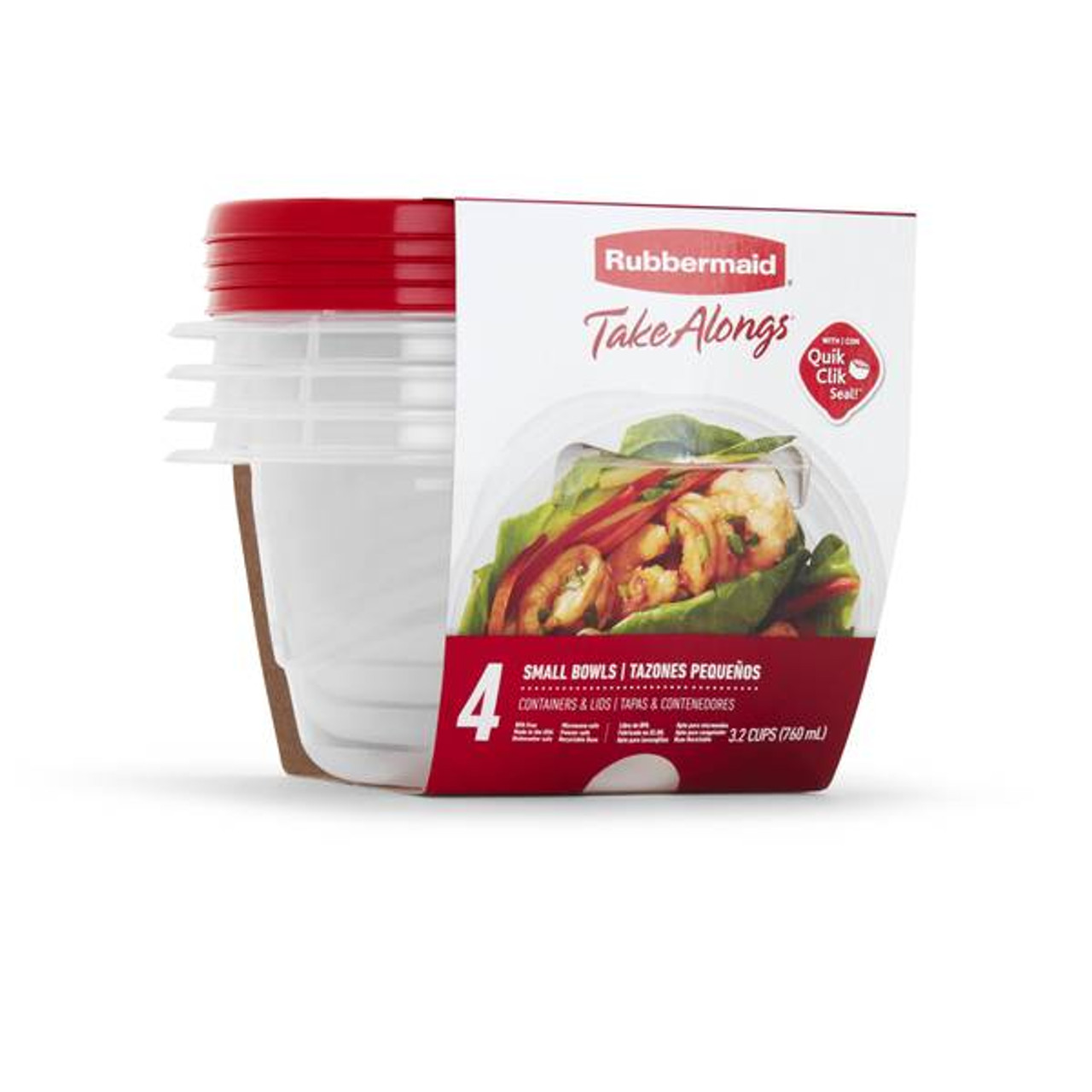 Rubbermaid TakeAlongs Small Bowl Food Storage Containers, 3.2 Cup, Tint  Chili, 2 Count