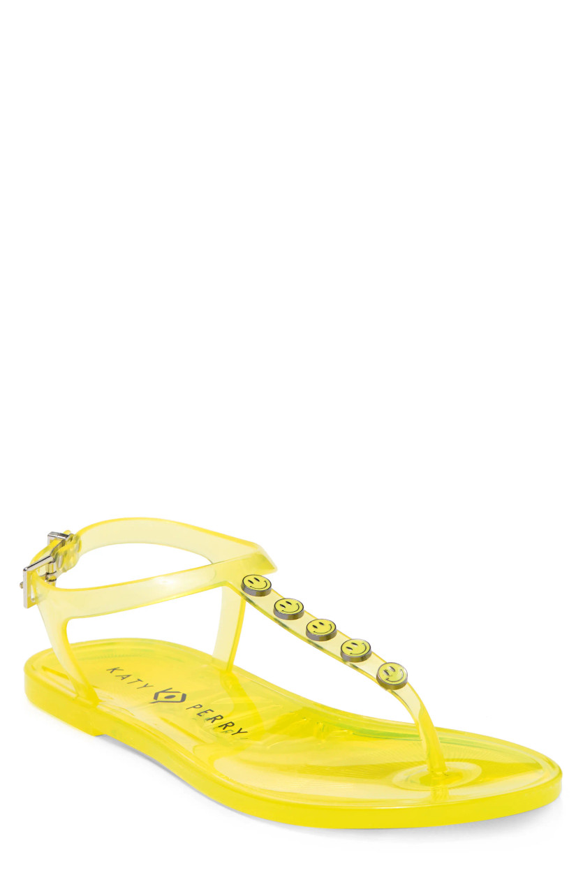 Footwear Women s Katy Perry Geli T Strap Flat Sandal Lemon A