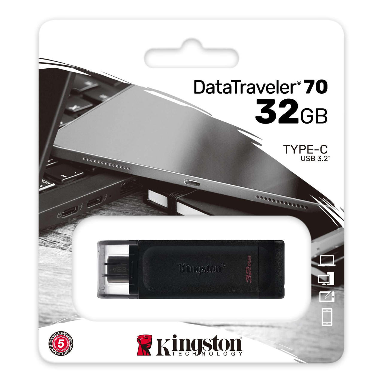 COMPUTER FLASH DRIVE 32GB KINGSTON TYPE-C DATATRAVELER 70 DT70/32GB USB   - A. Ally & Sons