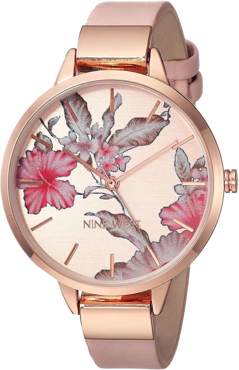 Women\'s New Strap Watch Blush Pink /Rose Gold Patterned Dial Strap Watch | Anne Klein main image 2