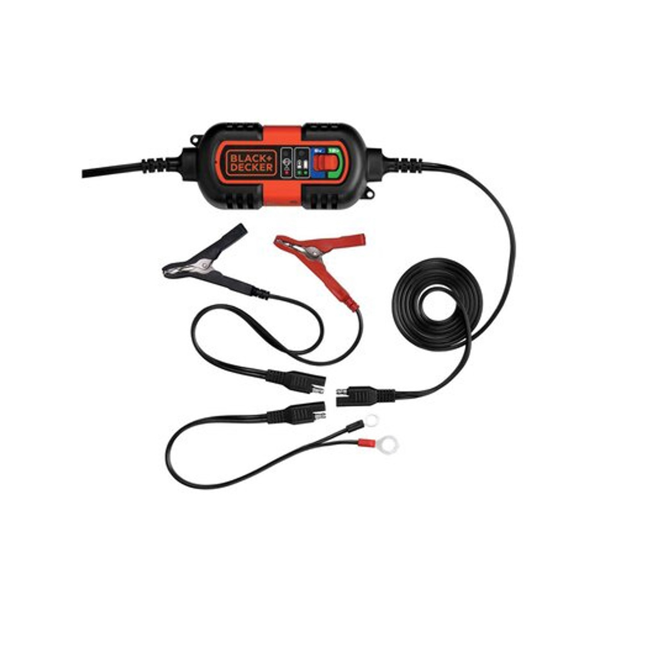 BLACK+DECKER BM3B Fully Automatic 6V/12V Battery Charger/Maintainer with  Cable Clamps and O-Ring Terminals