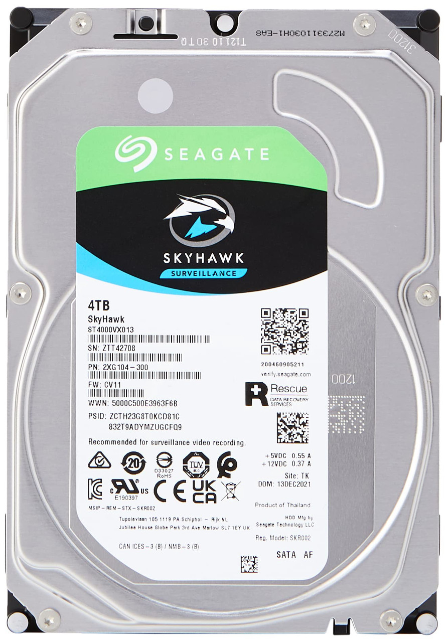 COMPUTER HARD DRIVE SATA 4TB SEAGATE SKYHAWK SURVEILLANCE ST4000VX