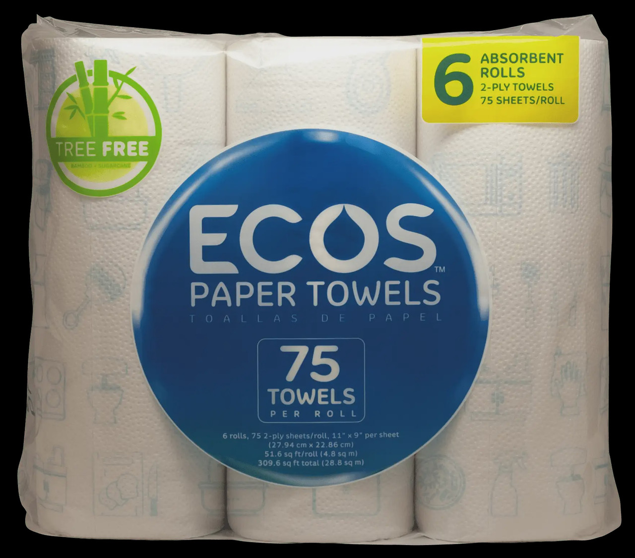 Combo Pack 6 Roll Paper Towels and 12 Rolls Bamboo Toilet Paper