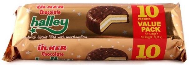 Halley Roll ULKER CHOCOLATE HALLEY COOKIE SANDWICH BISCUIT FILLED WITH MARSHMALLOW ...