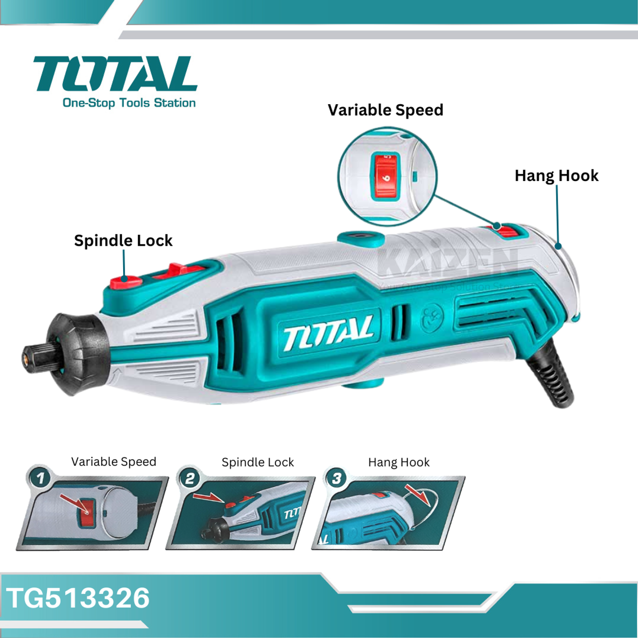 TOTAL Mini grinder 130W (TG513326E)