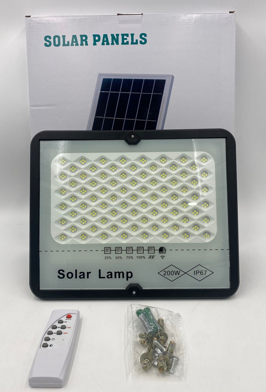 LED Solar Powered Flood Light, 200 Watt Massive High Output, Solar Panel,  Auto Dusk To Dawn, IP67, ID-957 - LED SOLAR SUPPLY