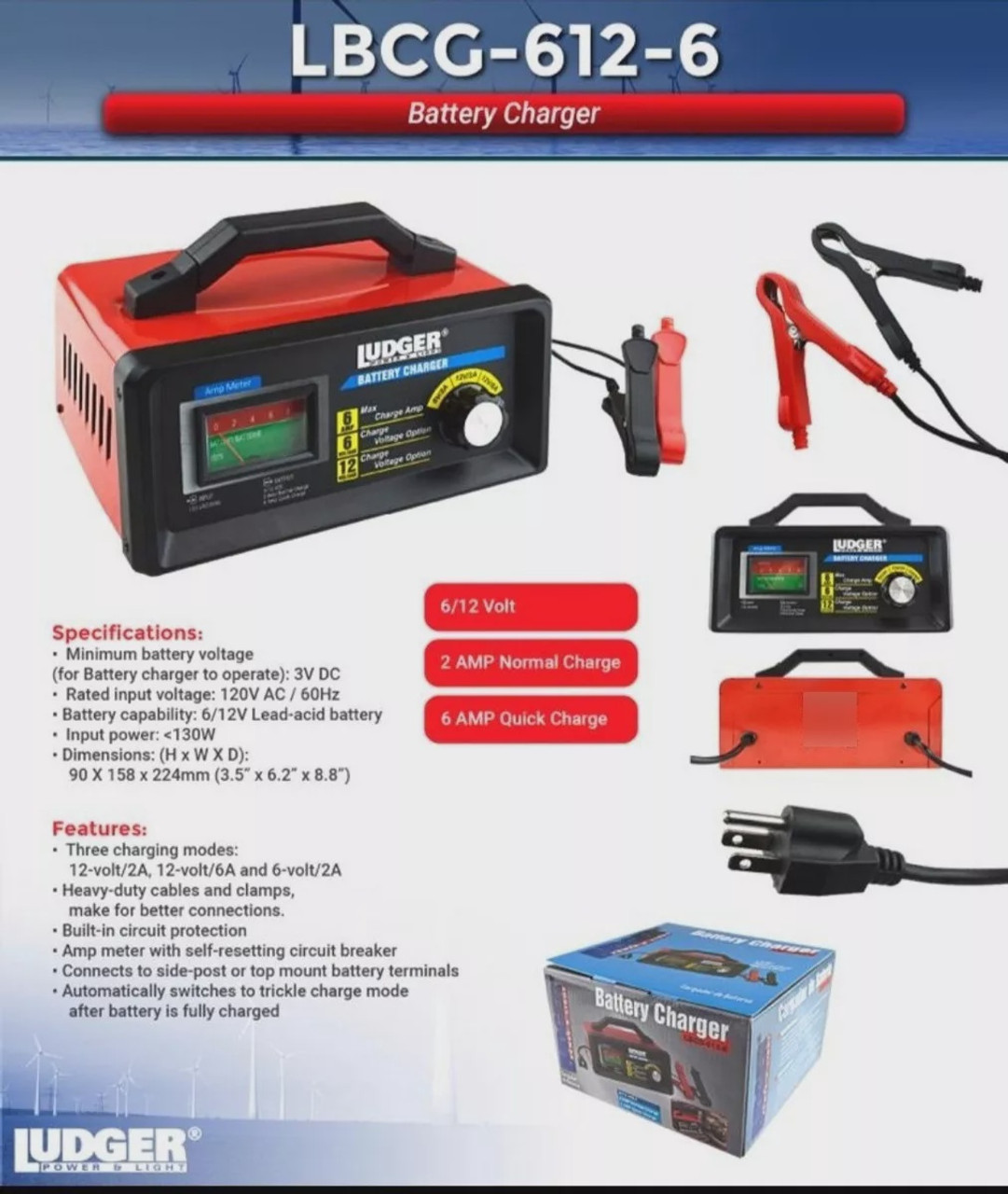 BATTERY CHARGER 6 / 12V LUDGER LBCG-612-6 - A. Ally & Sons