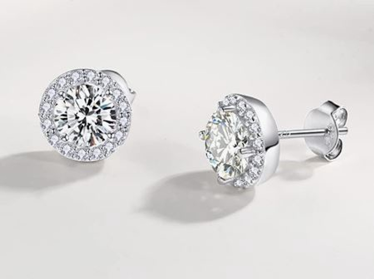 CT F/SI1 Beauty Diamond Stud Earrings Round Cut 14K White Gold