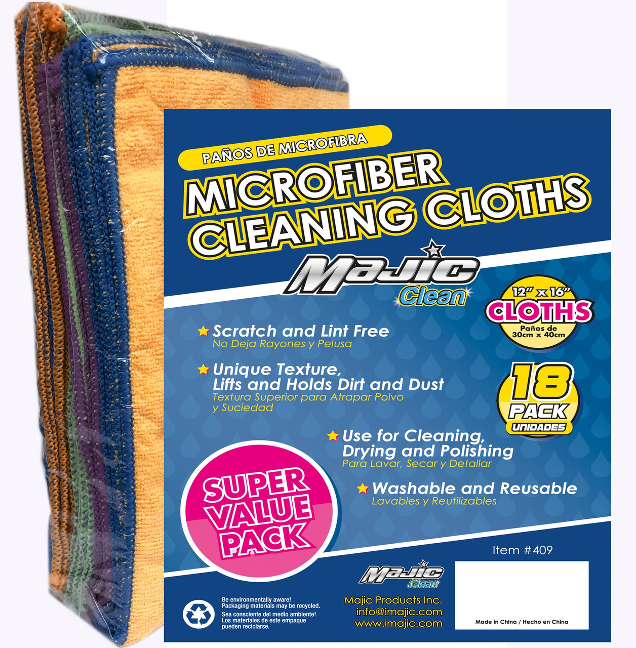 MW Pro Microfiber Cleaning Cloth, Red, Black, Gray (12 Pack), Size 16 x  16