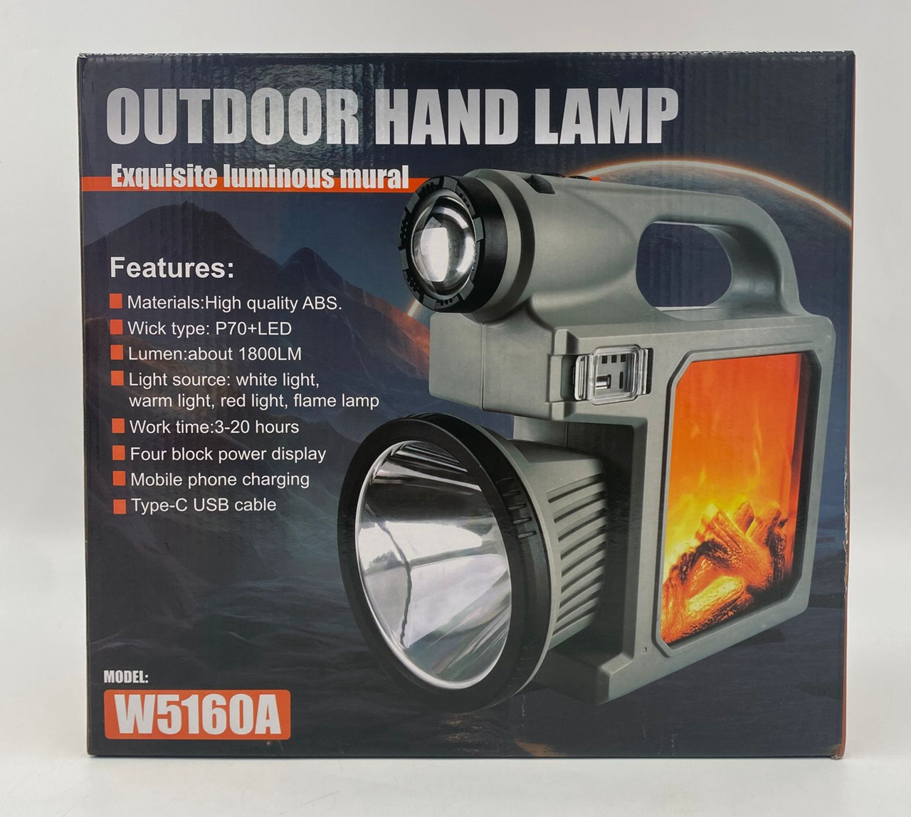 TORCH LIGHT LED W5160A RECHARGEABLE SOLAR OUTDOOR HAND LAMP CAMP FIRE  DISPLAY - A. Ally & Sons