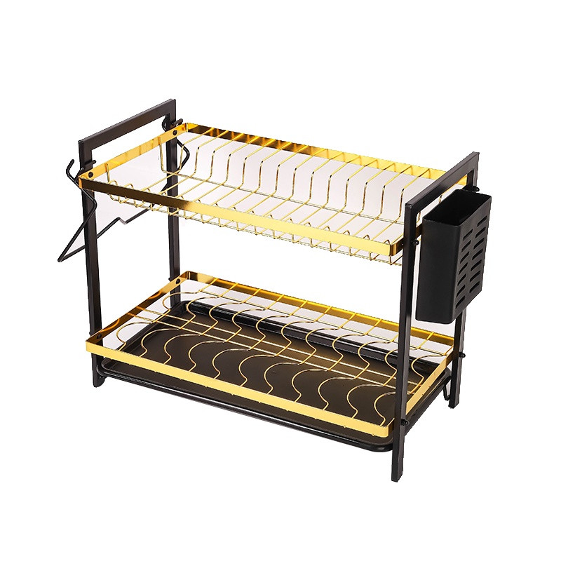DISH RACK METAL BLACK AND GOLD MZY-222 Ally Sons
