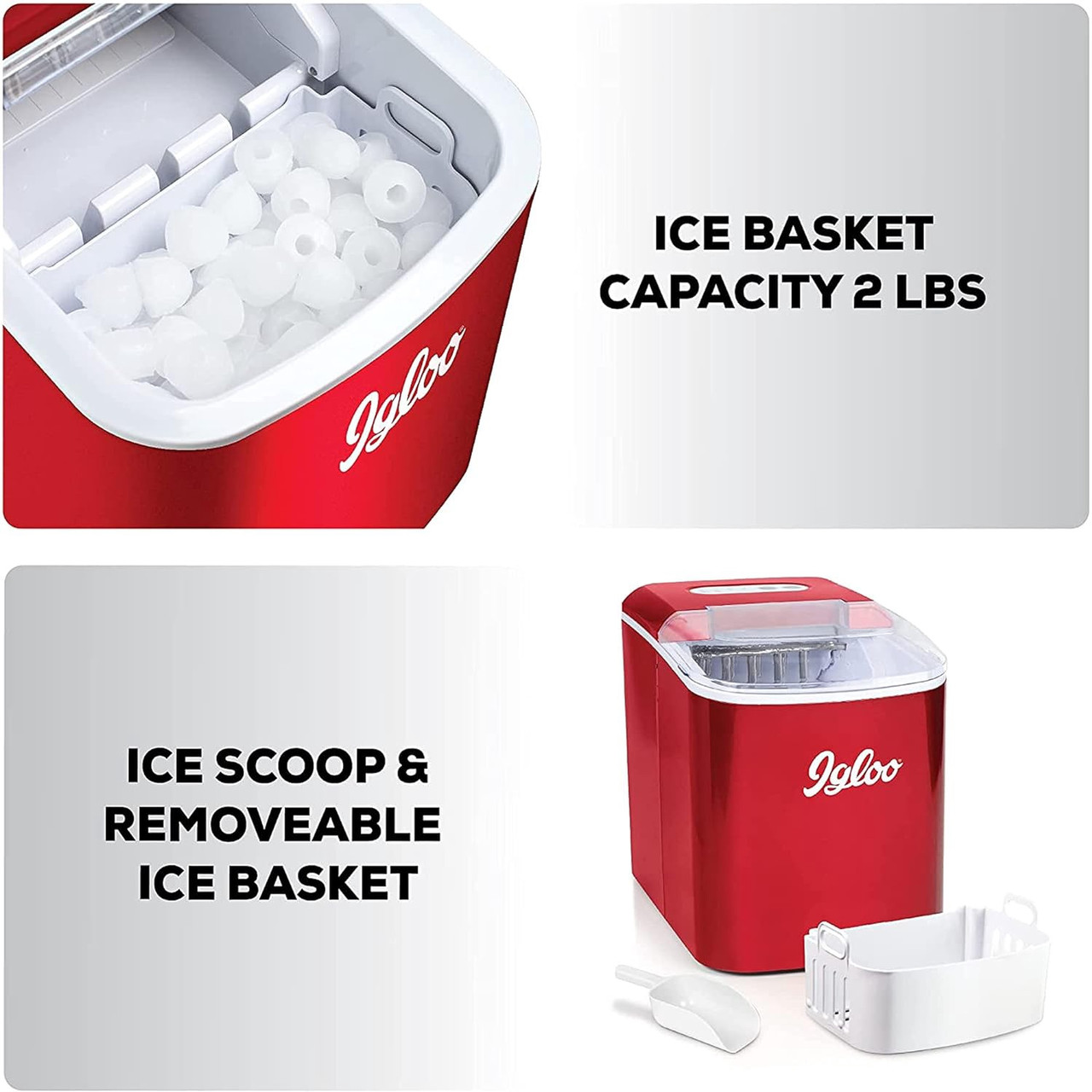 Ice Machine Red Blue Ice Maker Igloo 26-lb Automatic Electric Red - A. Ally & Sons