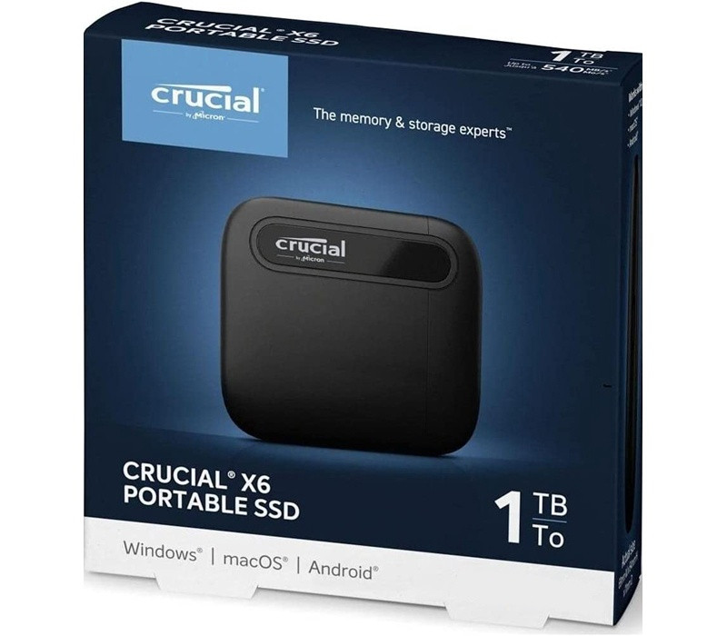 COMPUTER HARD DRIVE EXTERNAL CRUCIAL X6 1TB SSD PORTABLE