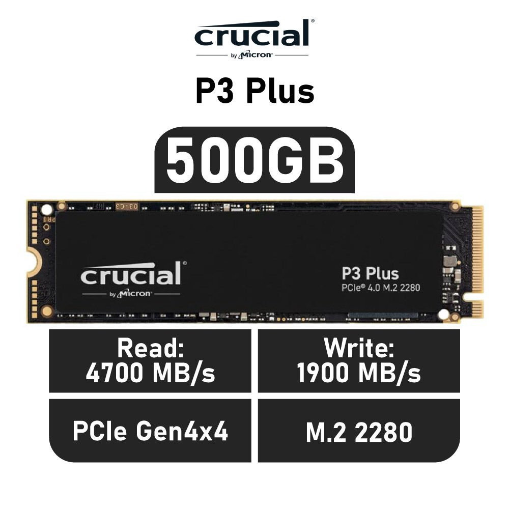 COMPUTER HARD DRIVE SSD M.2 2280 500GB CRUCIAL P3 PLUS PCIE 4.0