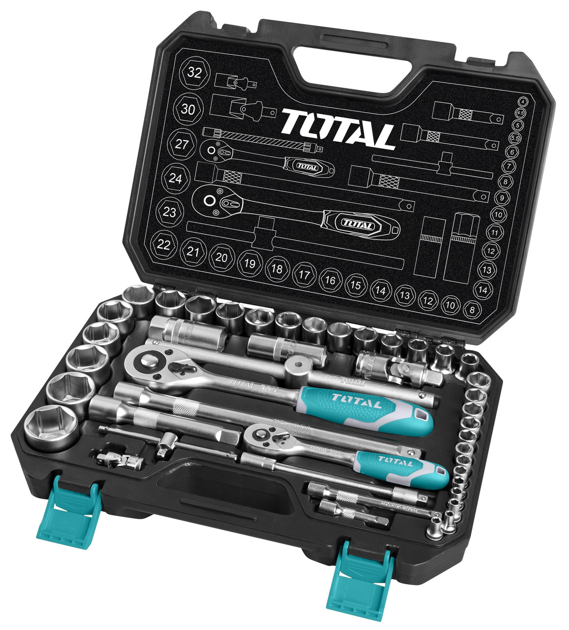 SOCKET SET 44PCS TOTAL THT421441 1/4" + 1/2" - A. Ally & Sons