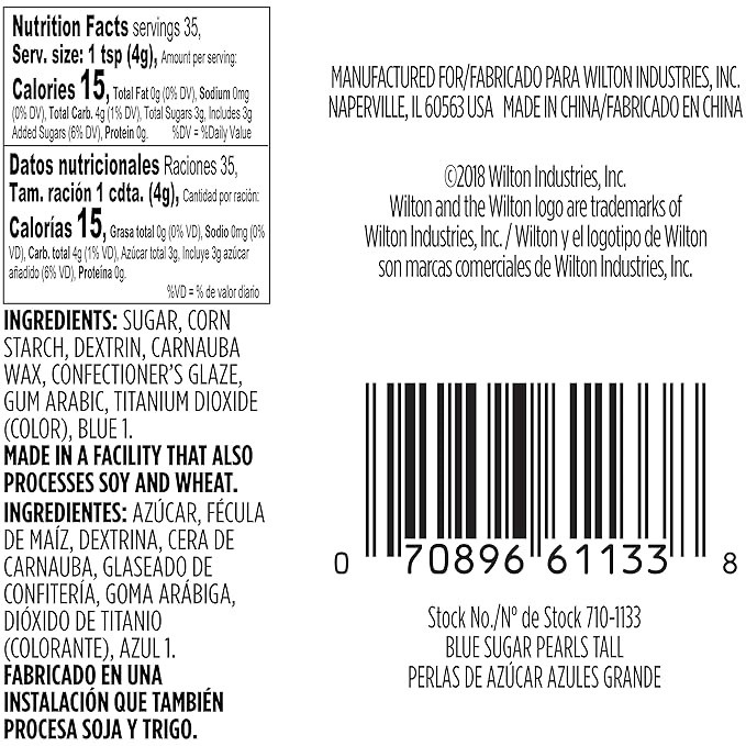 BAKING WILTON SPRINKLES PEARLS BLUE 5oz 141g 710-1133 - A. Ally & Sons
