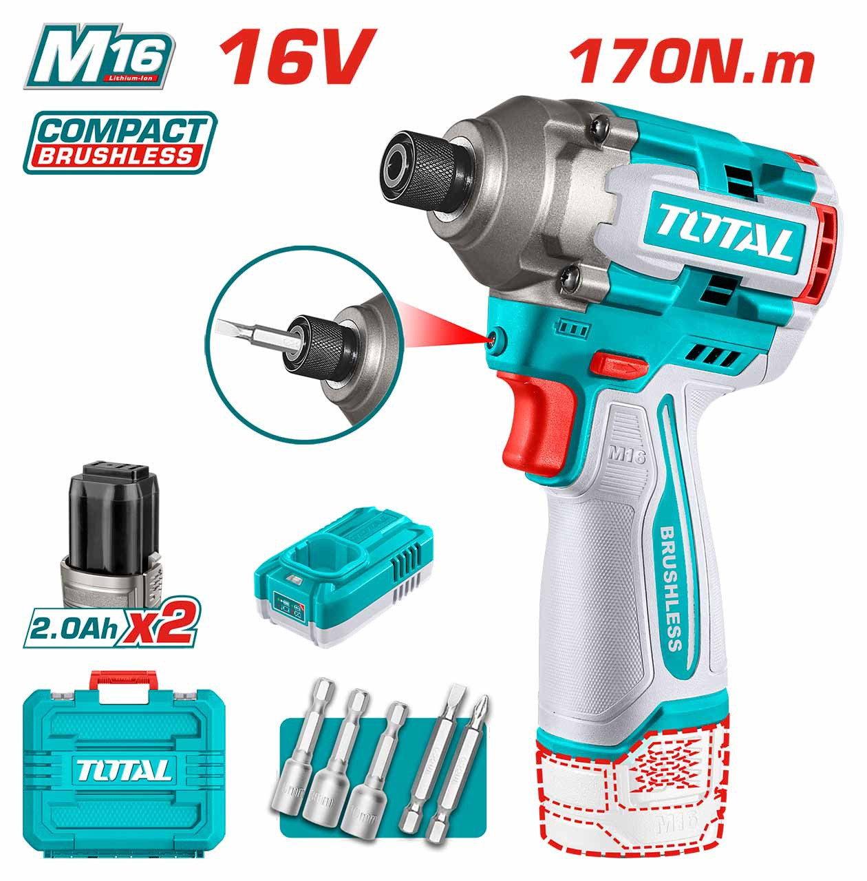 DRILL GUN TOTAL UTIRLI16178 CORDLESS IMPACT DRIVER 16V Ally