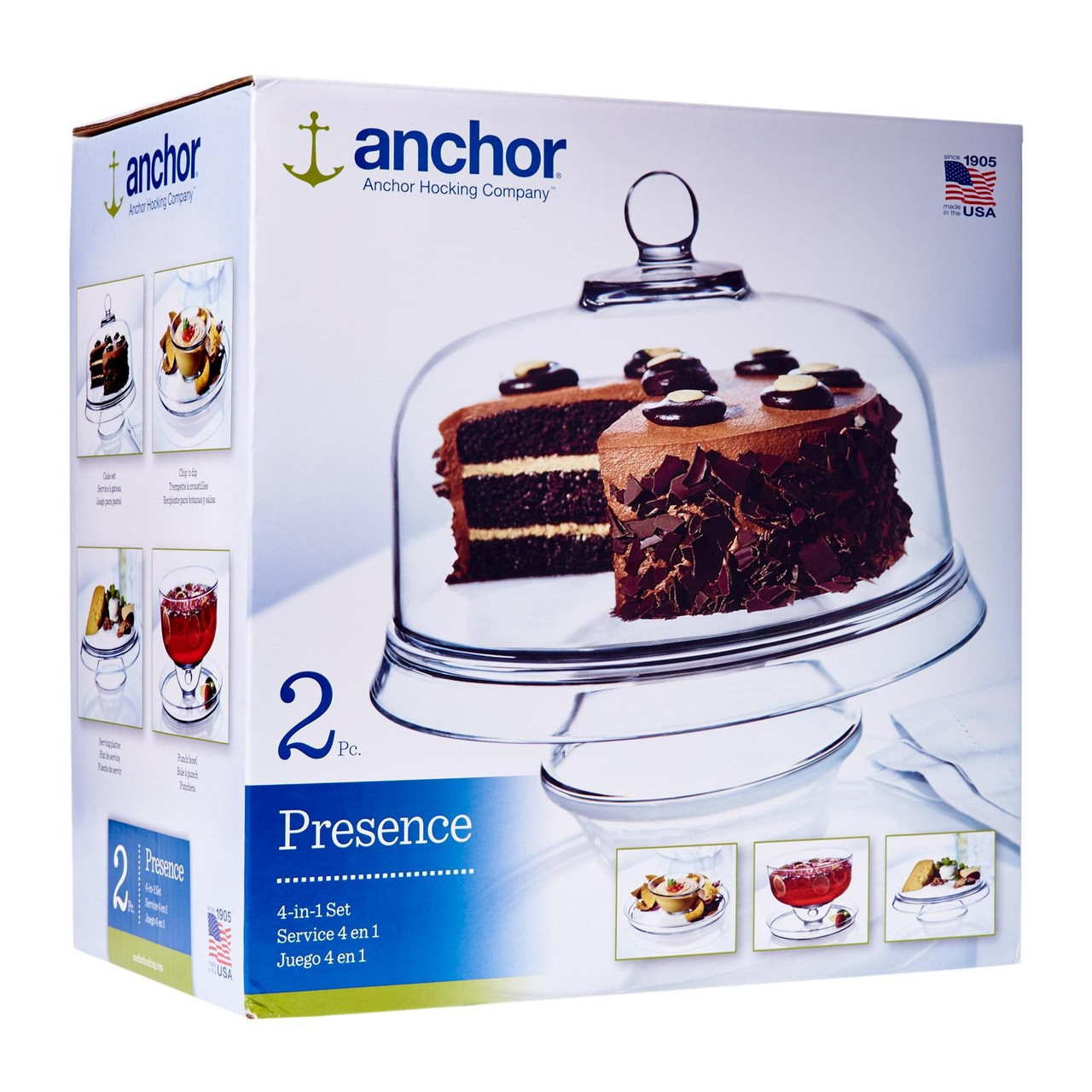 Anchor Hocking Presence Footed Cake Set with Dome (2 piece, all glass,  dishwasher safe) , Color - Clear/Presence: Cake Stand: Serving Trays -  Amazon.com