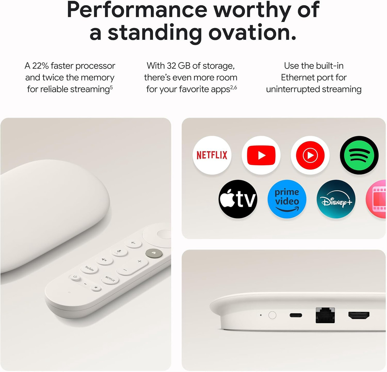 TV MEDIA BOX GOOGLE TV STREAMER 4K CHROMECAST GA05662-US WHITE - A