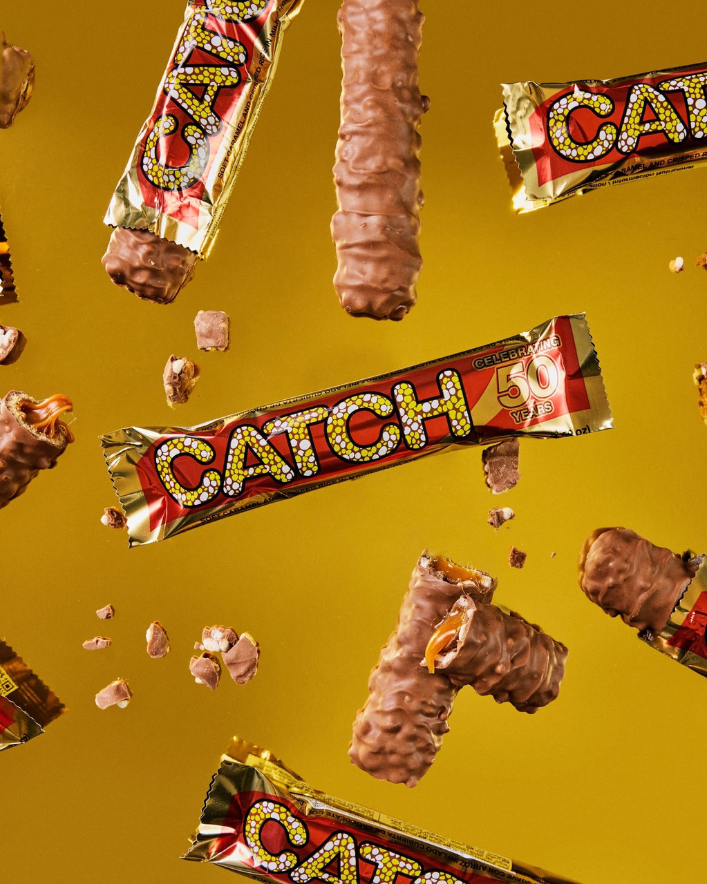 Writing In Rice CATCH SOFT CARMEL AND CRISPED RICE IN MILK CHOCOLATE 50TH ANNIVERSARY ...