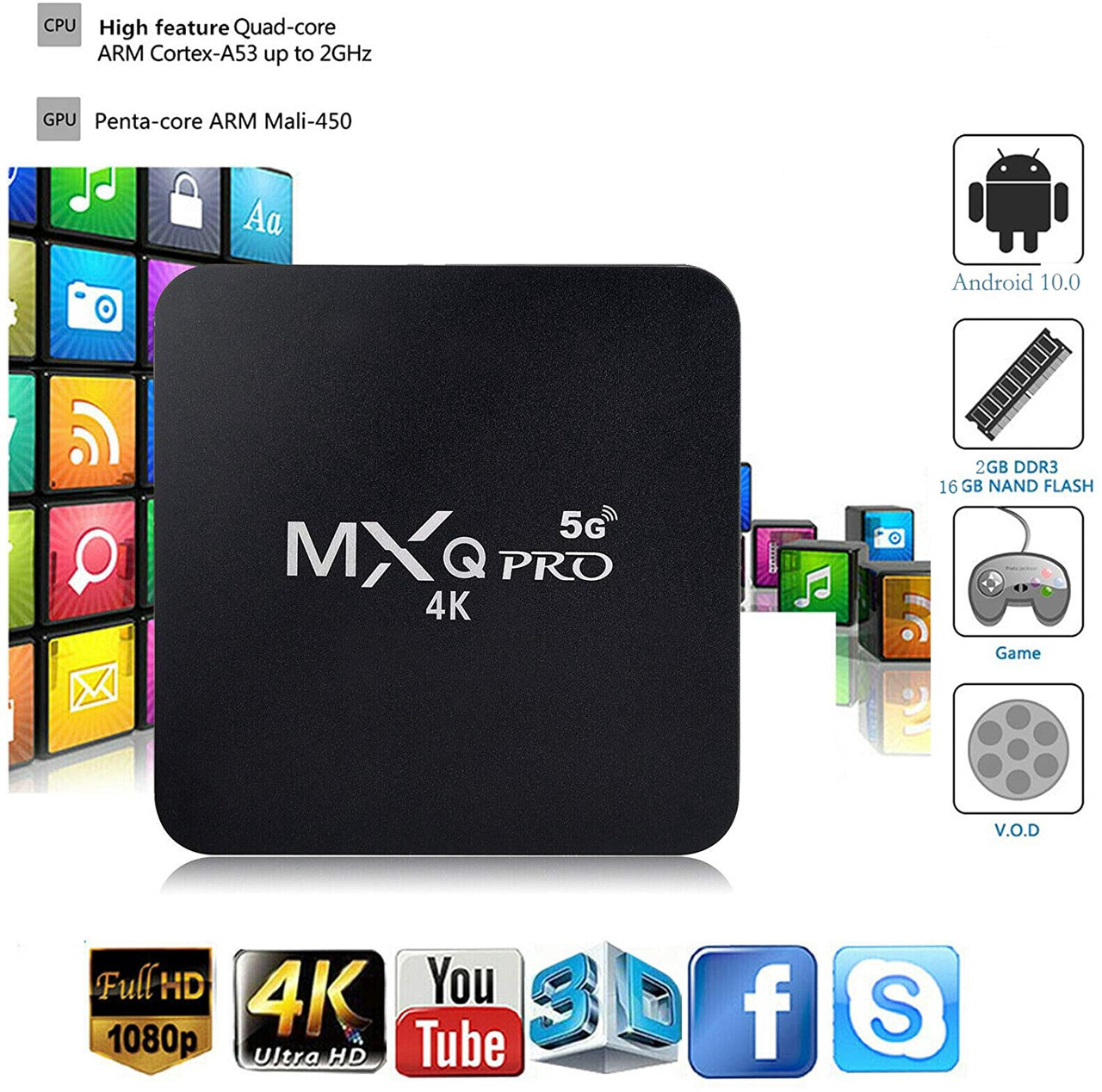 TV BOX ANDROID 10.1 2G+16G MXQ PRO 5G 4K UCD 3840X2160 - A. Ally