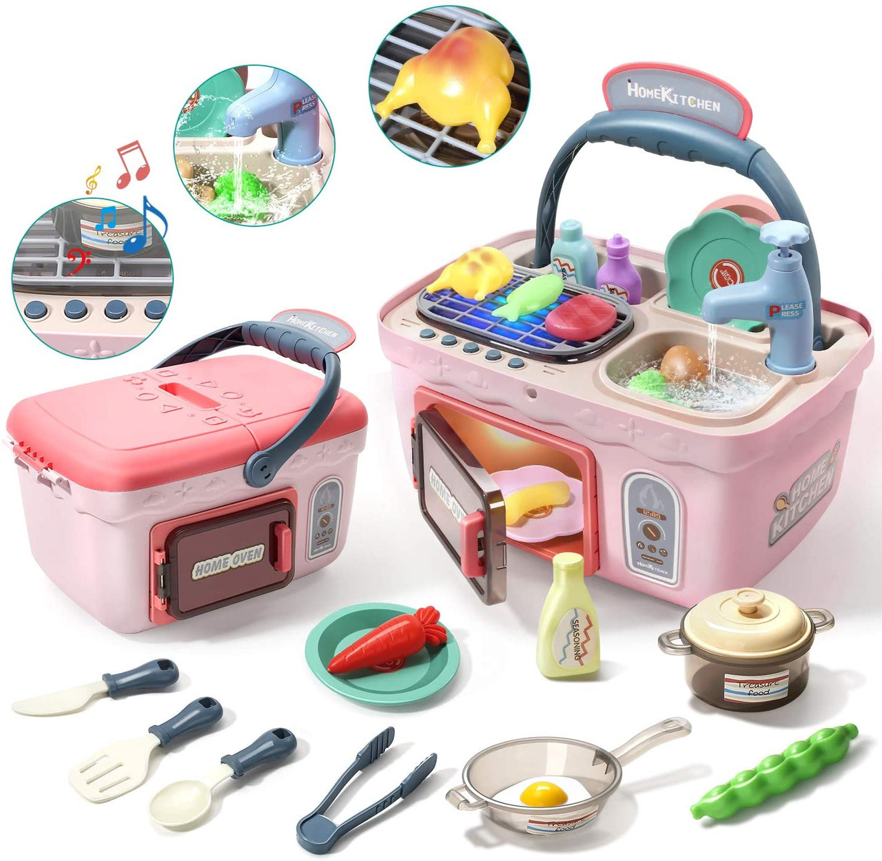 Toy CUTE STONE Kids Play Kitchen Picnic Playset Portable Picnic - Main Image