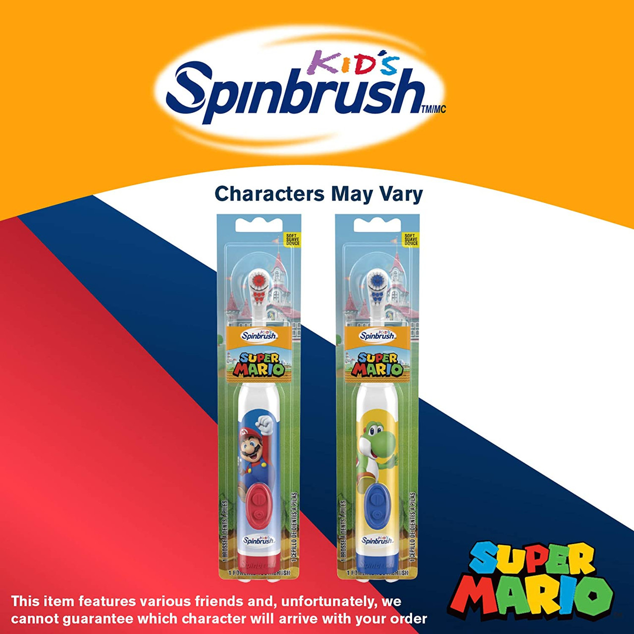 Toothbrush Spinbrush Kids Super Mario Soft Arm & Hammer Electric