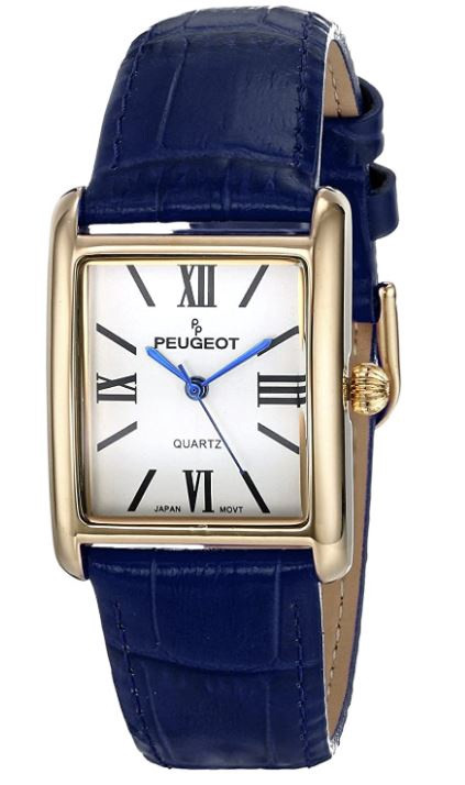 Watch Women's Peugeot 14K Gold Plated Leather Roman Numerals Dial