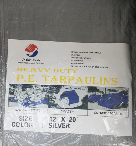 TARPAULIN SILVER 12'X 20' ATLAS
