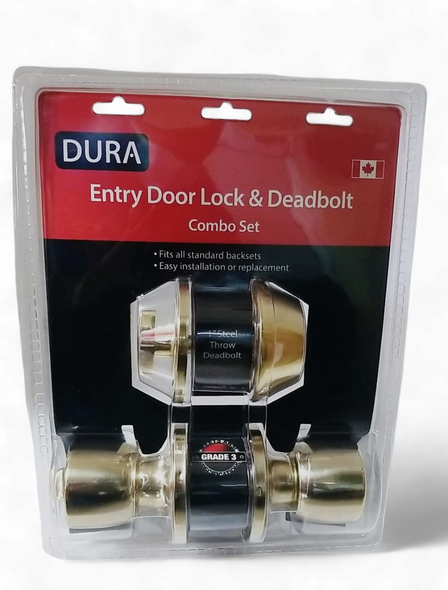 LOCK DURA COMBO SET KNOB & DEADBOLT PB 5932ET+7301PBVP