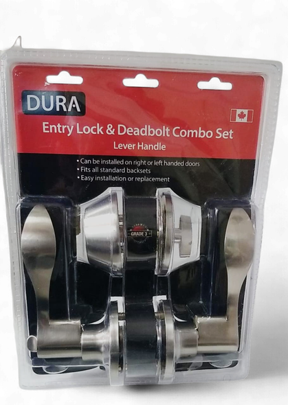 LOCK DURA COMBO SET LEVER & DEADBOLT STAINLESS STEEL  1860ET+7301SNVP