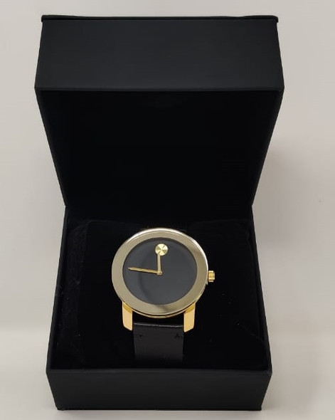 Watch Fashion Generic Men Gold With Black Leather Smooth Strap