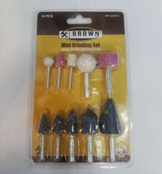 GRINDING STONE SET 10PCS BROWN USA BRHGS0010