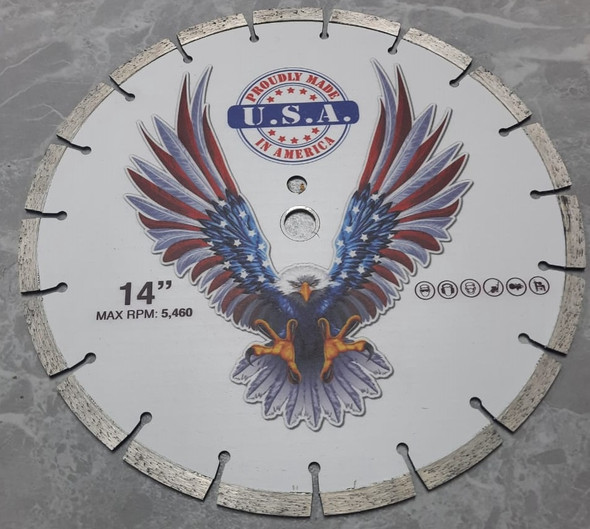 DISC 14" CONCRETE CUTTING WHD-14S PROUDLY MADE IN AMERICA U.S.A MAX RPM 5,460