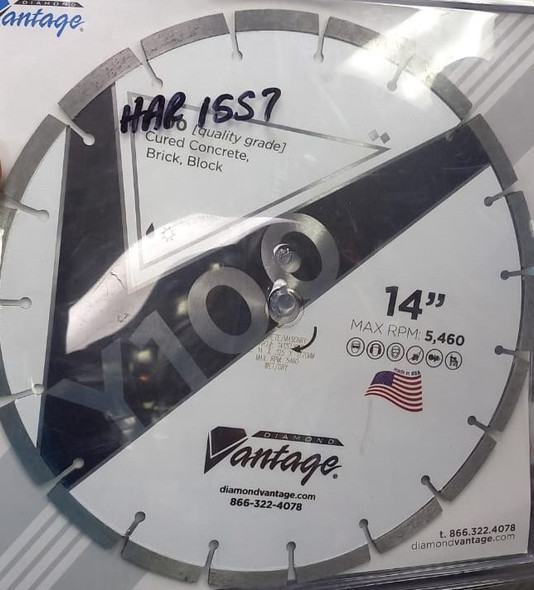 DISC 14" CONCRETE CUTTING WHD-14S PROUDLY MADE IN AMERICA U.S.A MAX RPM 5,460