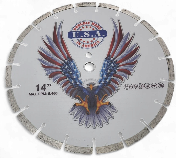 DISC 14" CONCRETE CUTTING WHD-14S PROUDLY MADE IN AMERICA U.S.A MAX RPM 5,460
