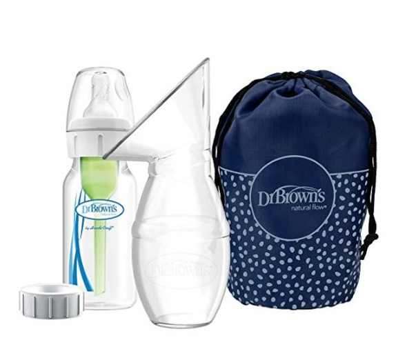 Breast Pump Dr. Brown's Silicone Breast Pump Breast Milk Catcher with Options+ Anti-Colic Baby Bottle & Travel Bag