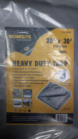 TARPAULIN SILVER 20' x 30' WORKSITE TARP-S2030 HEAVY DUTY