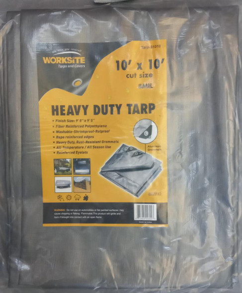 TARPAULIN SILVER 10' x 10' WORKSITE TARP-S1010 HEAVY DUTY