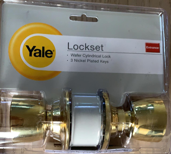 LOCK YALE ENTRY KNOB GOLD #VMY5117 US3 KEYED