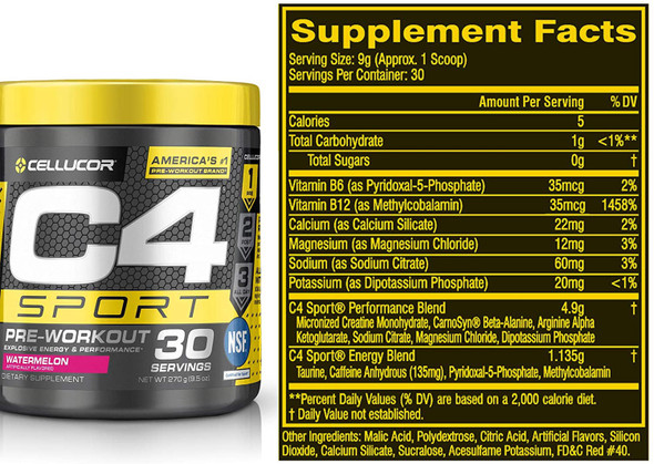 Supplement C4 Sport Pre-Workout Powder Watermelon Sport Men & Women