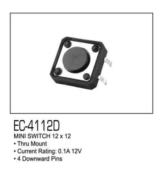 SWITCH MINI PRESS 0.1A 12V EC-4112D 12X12 CONNECT