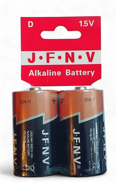 BATTERY J F N V SIZE D ALKALINE GOLD AND BLACK 2PCS PACK