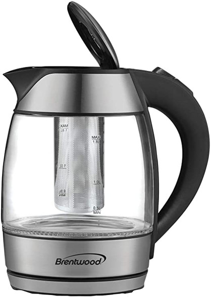KETTLE BRENTWOOD KT-1960BK 1.8L CORDLESS GLASS ELECTRIC WITH TEA INFUSER
