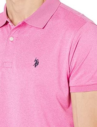 Men Shirt Polo US Polo Pink , small logo