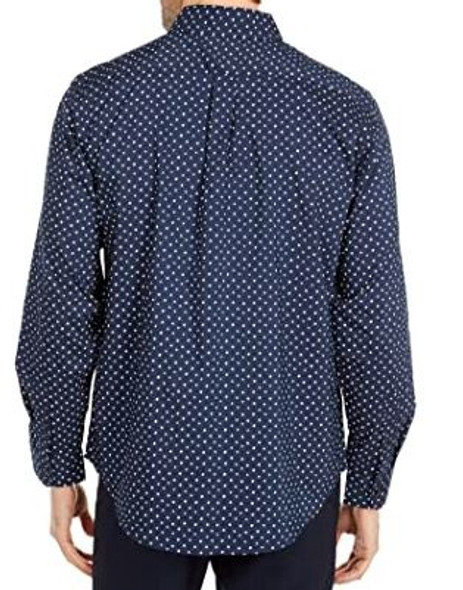 Men Shirt Long Sleeve Button Down Dockers Navy print