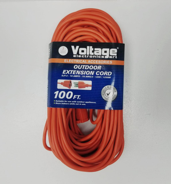 EXTENSION CORD OUTDOOR 100FT VOLTAGE ORANGE