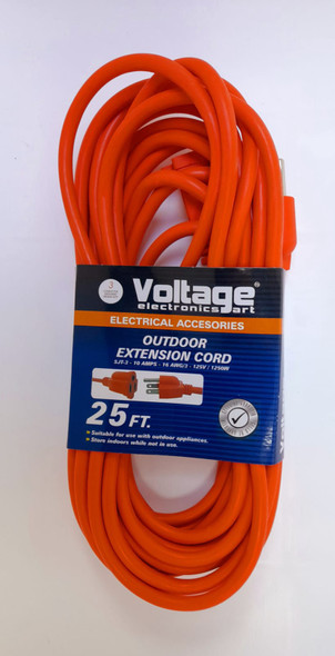 EXTENSION CORD OUTDOOR 25FT VOLTAGE ORANGE 25FT/OUT