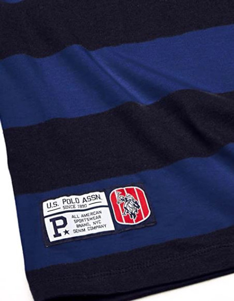 Men T-Shirt US Polo Stripe round neck Blue
