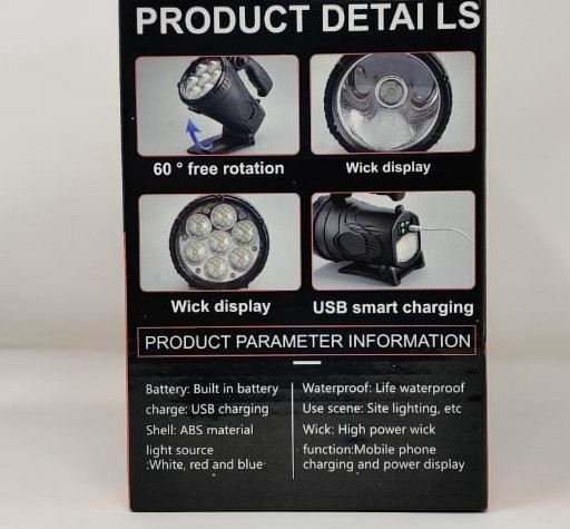 TORCH LIGHT LED SEARCHLIGHT W867B RECHARGEABLE STRONG LIGHT LONG RANGE